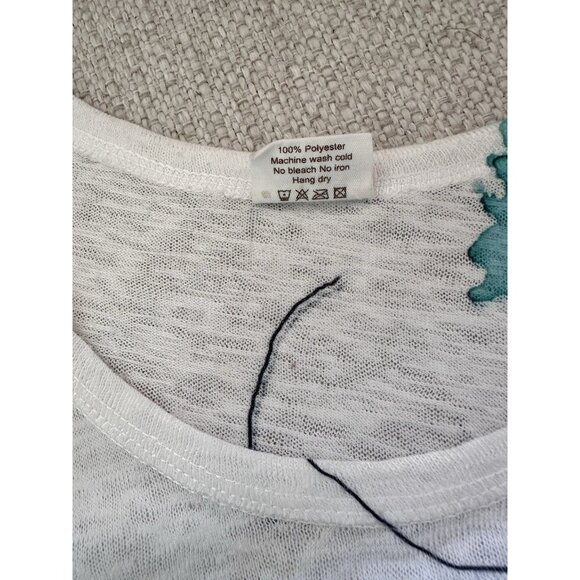 Et' Lois Off White Multicolor Abstract Printed Hi-Lo Women's Tunic Tank Top L - Picture 4 of 4